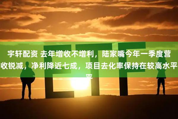 宇轩配资 去年增收不增利，陆家嘴今年一季度营收锐减，净利降近七成，项目去化率保持在较高水平