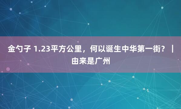 金勺子 1.23平方公里，何以诞生中华第一街？｜由来是广州